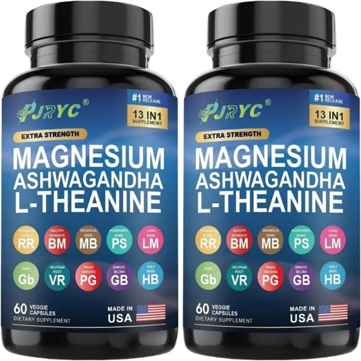[BRSRGAY2DF5QM3TF] Cortisol Support Supplement for Women and Men - with Magnesium, Ashwagandha & L-Theanine - Supports Stress Relief, Relaxation & Sleep - 120 Capsules (2-Pack)