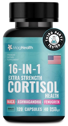 [BRSRE2YLOIBQKEL5] Cortisol Complex 16-in-1 Supplement for Women & Men | Stress Support Manager with Organic Ashwagandha, Maca Root, Rhodiola Rosea & Shilajit | Adaptogen Blend for Balance & Energy | 120 Capsules