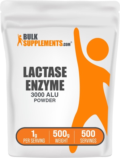[BRSRAFIQCMPA2ETK] BulkSupplements.com Lactase Enzyme (3000 ALU) Powder - Lactase Enzyme Supplement, Digestive Support - Gluten Free, 1g per Serving, 500g (1.1 lbs) (Pack of 1)