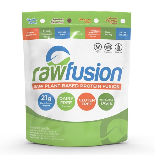[BRSWIGYCOIJRSDLG] Rawfusion 4lbs- Raw Plant Based Protein Powder, Natural Chocolate - 21g of Protein, Vegan, Low Net Carbs, Gluten Free, Lactose Free, Soy Free, Non-GMO.