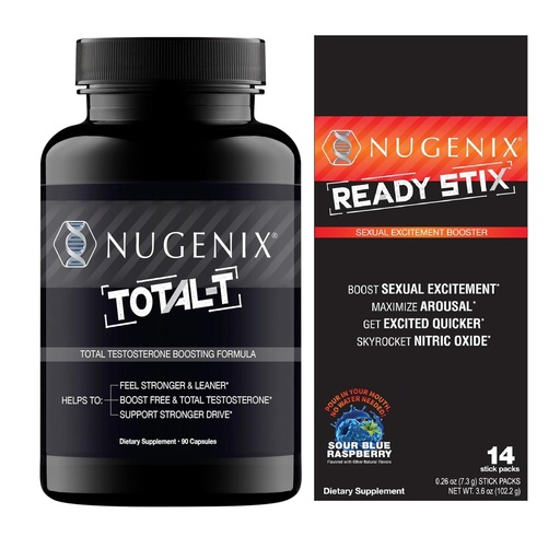 [BRSRAAIKA4FGK3D6] Nugenix Ready Stix Nitric Oxide Booster and Total-T Testosterone Booster for Men