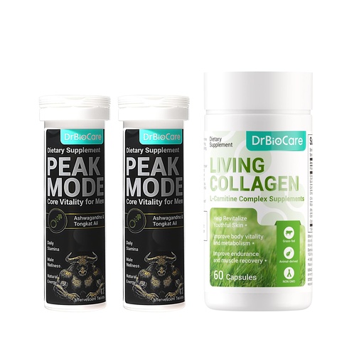 [BRSRGGD4PJ6AEDLD] DrBioCare Peak Mode Effervescent Tablets and Living Collagen L-Carnitine Complex Supplement