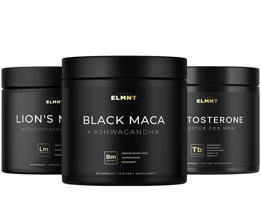 [BRSRGCT6C4PQED3U] TERRA ELMNT Black Maca Root, Lions Mane, and Testosterone Booster Bundle