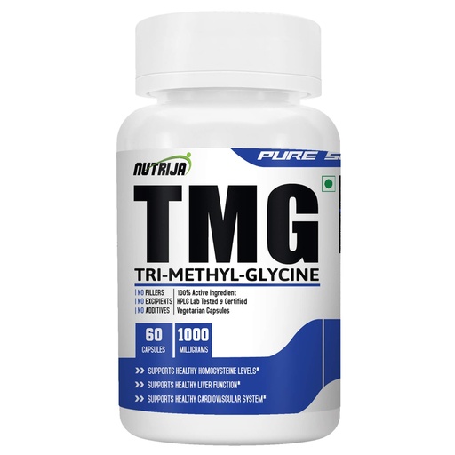 [BRSWGAIDAEAQIETV] NutriJa Trimethylglycine TMG 1000mg | Betaine Anhydrous Supplement | 60 Veg Capsules | Supports Methylation & Healthy Homocysteine Metabolism