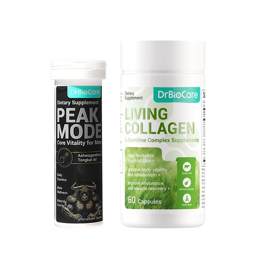 [BRSRGGD4AQCQGC3G] DrBioCare Peak Mode Effervescent Tablets and Living Collagen L-Carnitine Complex Supplement