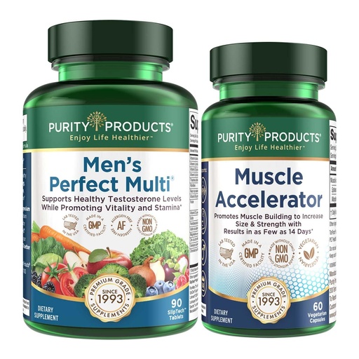 [BRSWYAT4O4FRGG3B] Purity Products Muscle Accelerator + Men's Perfect Multi Bundle - Clinically Tested Muscle Accelerator Blend - Advanced Mens Multivitamin - Promotes Strength + Supports Healthy Testosterone Levels