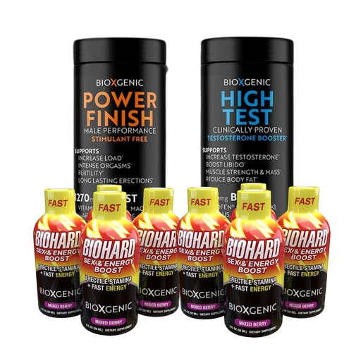 [BRSRGHQ2AAHRGFDZ] Bioxgenic Sex & Energy Boost Stack – Performance, Stamina & Vitality Support (8-Pack + Power Finish 60ct + High Test w/Testofen 90ct)