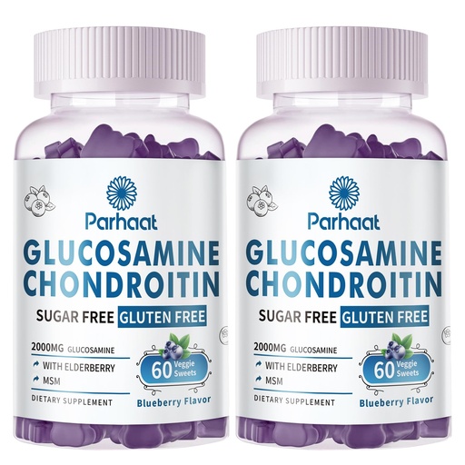 [BRSRAAL3AF5A43AZ] Glucosamine Chondroitin Gummies with MSM & Elderberry Extra Strength - Joint Support, Antioxidant Immune Support Supplement for Adults, Men & Women.Blueberry-2pack