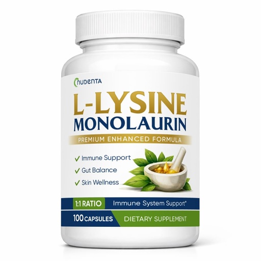 [BRSRGBQTOYCRQD3X] Monolaurin and Lysine Supplement, L-Lysine & Monolaurin 600mg 1:1 Ratio Capsules, Immune Support & Gut Balance Formula, Dual-Action Plant-Based Daily Support for Resilience, 100 Vegan Capsules(1PCS)