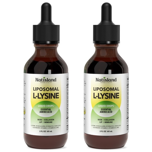 [BRSRGAITBEFAKHT3] Liposomal L-lysine Monolaurin Liquid Drops, Lysine 1000MG Supplement for Adults & Kids, Echinacea & Elderberry with Vitamin C & D3, Zinc, for Lip & Skin Health, Collagen & Immune Support, 4 Fl Oz