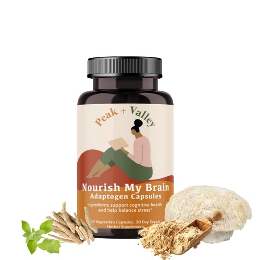 [BRSRMBIOCQIQ2HL7] Peak + Valley Nootropic Brain Support Supplement for Memory & Focus with Lion's Mane Mushroom & Ashwagandha - 60 Ct Adaptogen Capsules - Adults/Seniors - Cognitive, Brain Fog, Energy Formula