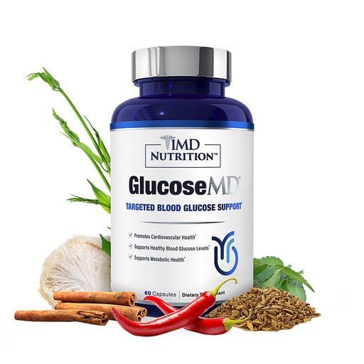 [BRSRAZIPOJ5GM332] 1MD Nutrition - Cinnamon bark 10:1 Water Extract, Chromium, Neem Leaf, Berberine, Cayenne Pepper 5:1 Extract, Lion's Mane, Gymnema Leaf and Stem - 60 Capsules