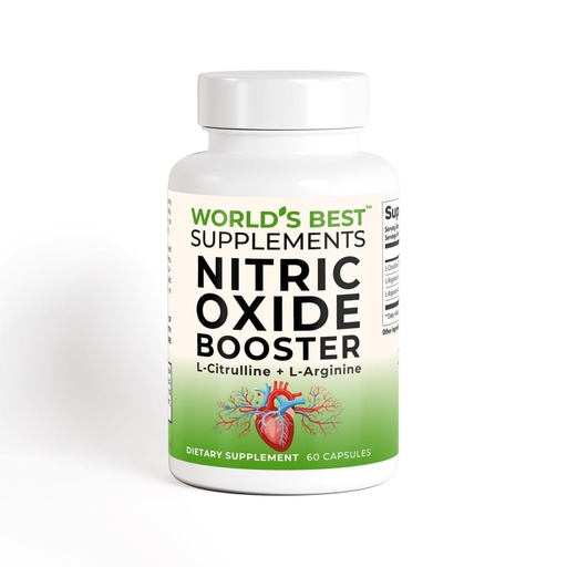 [BRSREGQLC54GAETG] World's Best Supplements Nitric Oxide Booster, L-Arginine & L-Citrulline Complex, 400mg, 60 Capsules