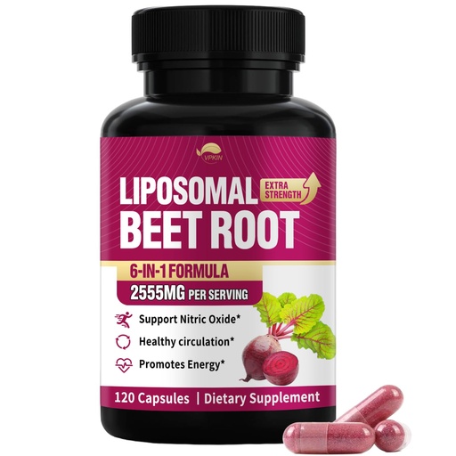 [BRSRGBD6BACGEHLV] VPKIN Beet Root Capsules, 2555mg Beets Supplements for Nitric Oxide, for Heart & Circulation Support - Olive Leaf, Hawthorn Berry, Vegan, 120 Capsules (Pack of 1)