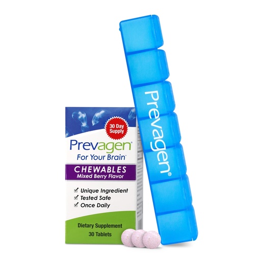 [BRSWGZIOB4DQKDYV] Prevagen Regular Strength Mixed Berry Chewables - 30 Tablets (1 Month Supply) | Formulated for Your Brain | 10mg of Apoaequorin Plus Vitamin D3 with 7-Day Pill Minder