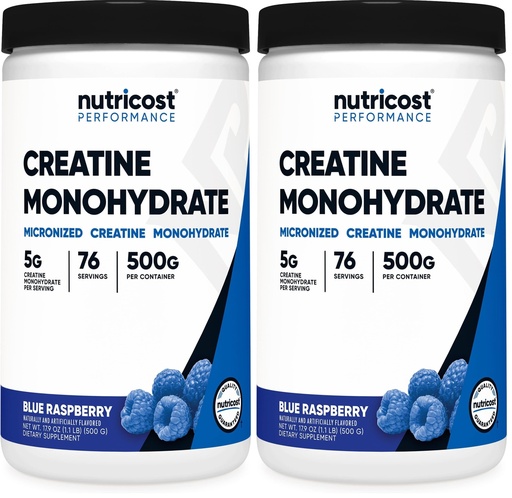 [BRSRGFI7AB5QIELZ] Nutricost Creatine Monohydrate Powder (Blue Raspberry), 500 Grams (1.1 LBS) (Pack of 2)