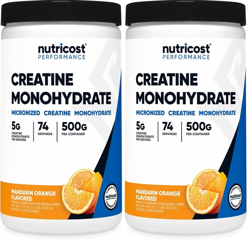 [BRSRGFI7OQIWYH3P] Nutricost Creatine Monohydrate Powder (Mandarin Orange, 500 Gram) - Micronized Creatine Supplement - Vegan, Non-GMO, Gluten Free (Pack of 2)