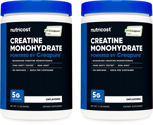 [BRSRGFI7DMHROALV] Nutricost Creapure® Creatine Monohydrate 500 Grams (Pack of 2)