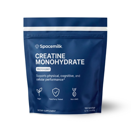 [BRSRGZAOAAPBOHLV] Spacemilk Vegan Non-GMO Creatine Monohydrate Micronized Powder, Unflavored, 5g Serving, 100 Servings
