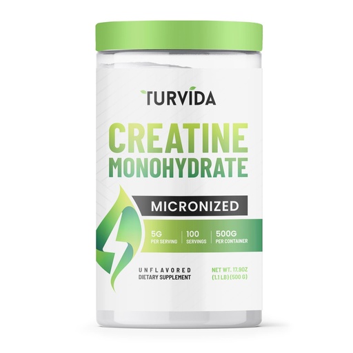 [BRSREELQC56BAYL4] Turvida Creatine Monohydrate, Micronized Creatine Powder for Men and Women, Pre Workout Supplement, Pure Monohydrate Creatine for Strength, Workout Support, Micronized for Better Absorption (500g)