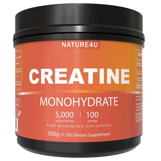 [BRSRA2YDOUNGG33O] Micronized Creatine Monohydrate Powder 500G, 5000mg Per Serving (5g), Pure Creatine Supplement for Muscle Gain, Workout Recovery, Improve Strength and Performance, Unflavored, 100 Serving