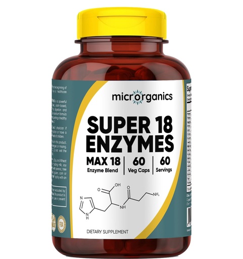 [BRSRGYY7AQPGCET4] Super 18 Enzymes MAX 18 – Broad-Spectrum Plant-Based Digestive Enzyme Complex – Supports Comfortable Digestion & Nutrient Absorption – 60 Vegan Capsules, 60 Servings