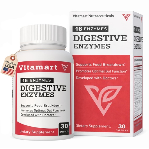 [BRSRECAROUHB4A3D] Digestive Enzymes for Women & Men | 16 Enzyme Blend with Bromelain, Papain & Lactase | Gut Health Supplements for Digestion, Bloating Relief & Nutrient Absorption | 30 Capsules