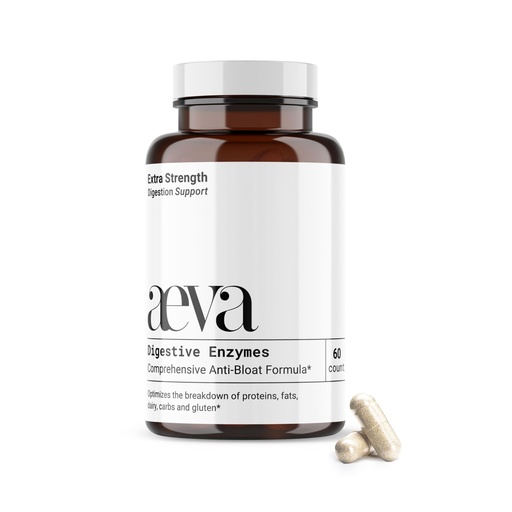 [BRSRAAYFC57GKAY7] Aeva Digestive Enzymes – Anti-Bloat & Gas Relief for Dairy, Gluten, Protein & Fat – Broad-Spectrum Enzyme Formula with Single Capsule Convenience – Made in California & Functional Medicine Backed
