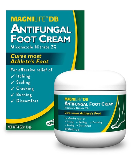 [BRSWKYIFCQNAK2AV] MagniLife DB Antifungal Foot Cream (4 oz) with Miconazole Nitrate, Athletes Foot Cream for Dry Cracked Heels & Burning Relief, Diabetic Feet & Sensitive Skin Safe, Hydrating Urea & Essential Oils