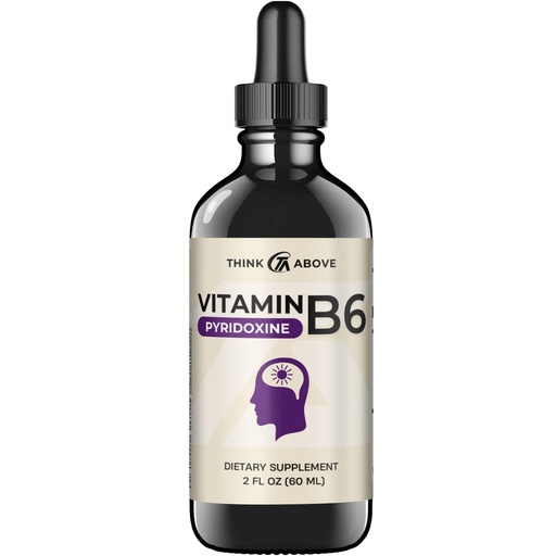 [BRSROYADC4OWM3TJ] Think Above Vitamin B6 Liquid Drops - Pyridoxine hcl - 17 mg 1000% DV - Filler Free - 30 Day Supply - (2 oz) for Adults