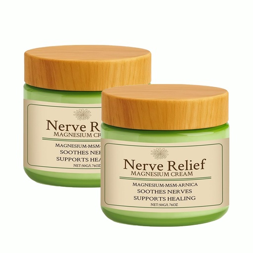 [BRSRGHQ6CUPAYELX] 2 Pack Nerve Relief Magnesium Cream with MSM & Arnica, 50g (1.76oz), Soothes Nerves, Muscles & Daily Soothing Support