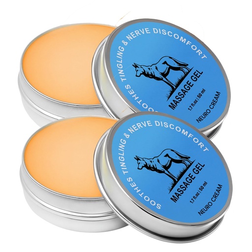[BRSRGBIYO4IBGDTV] Nerve Relief Balm for Neuropathy, Neuro Magnesium Cream with Menthol & MSM, Cooling Soothing Massage Cream for Muscle & Joint Comfort with Blue Lid (1.7 Fl Oz (Pack of 2))