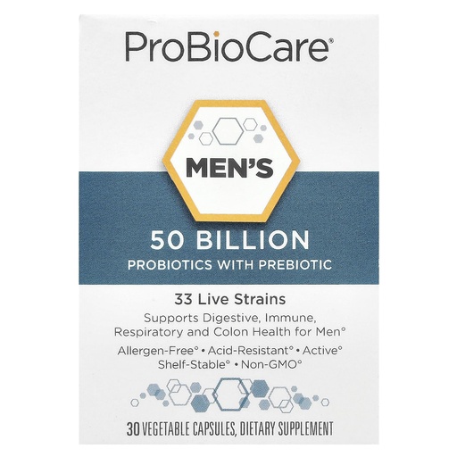 [BRSWYZQDCIOQ23DV] Probiotic for Men - 50 Billion CFUs - Supports Digestive Health (30 Vegetable Capsules)