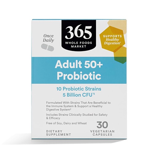 [BRSWGGACCB5B42TK] 365 by Whole Foods Market, Adult 50+ Probiotic 5 Billion CFU, 30 ct