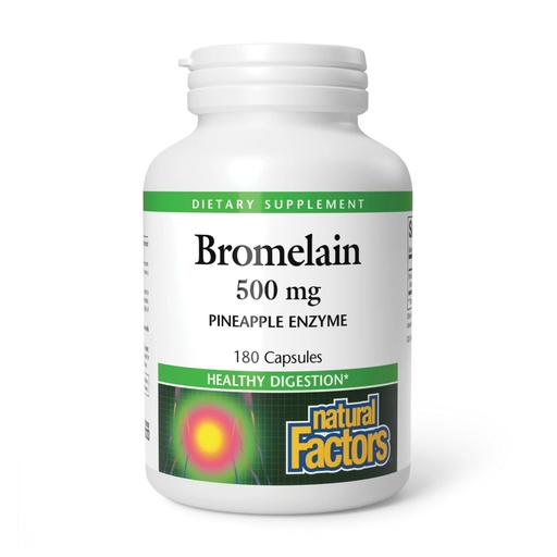 [BRSWIYT3PMDGCHTM] Natural Factors, Bromelain 500 mg, Enzyme Support for a Healthy Digestive System, 180 Capsules.