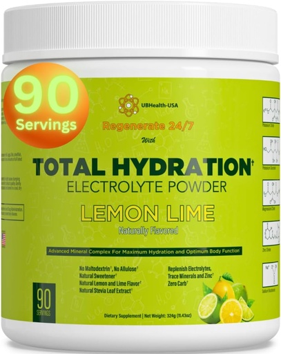 [BRSROAQKPIBBACDA] Total Hydration Electrolyte Replacement Mix (90 Servings, Lemon Lime)