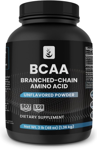 [BRSROGI5C4CBSDT3] PURE ORIGINAL INGREDIENTS 2:1 BCAA Powder, 3 lbs, Branched-Chain Amino Acids, Unflavored, 907 Servings, Always Pure, No Additives or Fillers