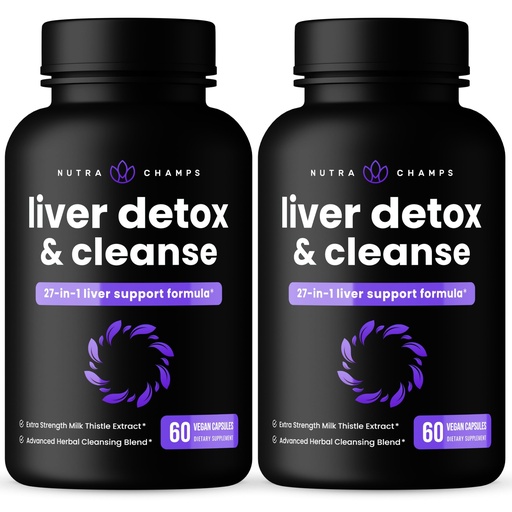 [BRSRAYI3CAJRUCL2] NutraChamps Liver Cleanse Detox & Repair Formula, Milk Thistle Extract with Silymarin, Artichoke, Dandelion, Chicory Root Powder, Premium Liver Support Pills Supplement, 60 Capsules (Pack of 2)