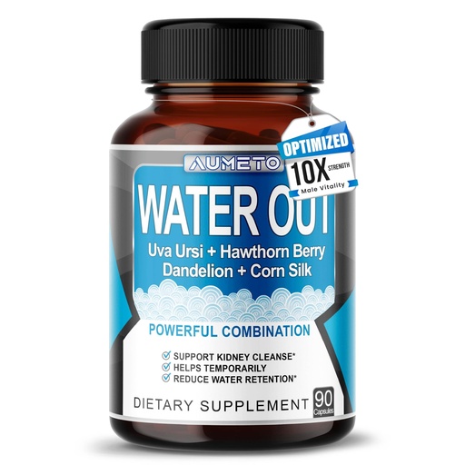 [BRSRMFQNAQCAYFI7] Ultra Natural Water Out Pills with Uva Ursi Hawthorn Berry Dandelion Corn Silk - Full Body Cleanse and Kidney & Stomach Support (90 Count (Pack of 1))