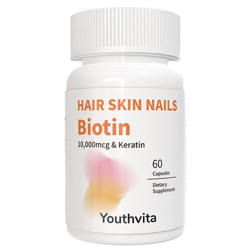 [BRSREFALB4CAKYI4] Premium Hair, Skin & Nails Supplement – Biotin 10,000mcg, Keratin, Zinc, Iron, Vitamin C & Silicon – Strengthen Hair & Nails, Boost Glow – 60 Capsules