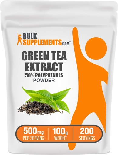 [BRSWECQ3CAIRYHQY] BulkSupplements.comgreen Tea Extract Powder - 50% Polyphenols Supplement, EGCG Supplements - Gluten Free, 500mg per Serving, 100g (3.5 oz) (Pack of 1)