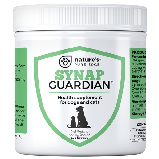 [BRSWYEATPN6GO232] Synap Guardian - Nervous System Support and Calming Care for Dogs & Cats – Natural Relaxation Aid from a U.S.A. Company with Ashwagandha, Chamomile, Valerian & More, 100g