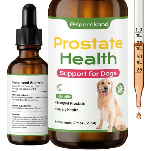 [BRSREFAEA4BAY23G] Prostate Health Support for Dogs, Relieves Enlarged Prostate, Supports Urinary Tract Health, Normal Frequency, Enhances Overall Immune Wellness, Natural Herbal Supplement, 2 oz (59 ml), Herbal Flavor