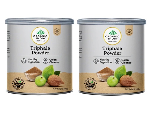 [BRSREHANOR5BU3LB] India-organic's Triphala Powder for Digestive Health Support, Natural Colon Cleanse Supplement, 100 Gram, Pack of 2