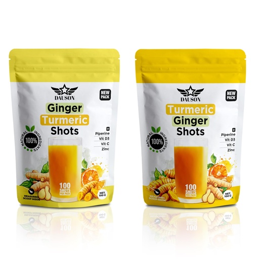 [BRSRGYIFDNYQGAD3] Ginger Turmeric Supplements with Piperine, Vitamin C, D3 & Zinc | 100 Servings of Turmeric Ginger Shots for Joint, Heart, Brain, Gut & Skin Health | Ayurvedic Wellness Powder