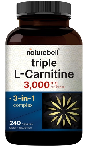 [BRSREHA5BYJWCEYU] NatureBell Triple L-Carnitine 3,000 mg** Per Serving, 240 Capsules | 3-in-1 Carnitine Complex with L-Carnitine HCl, ALCAR & Tartrate | Non-GMO
