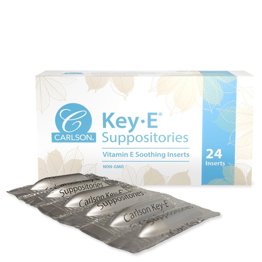 [BRSWGYY3BV7WYFD7] Carlson - Key-E Suppositories, 30 IU Vitamin E Suppository, Lubricates Dry Areas, Treatment for Women and Men, Vaginal & Rectal, 24 Count