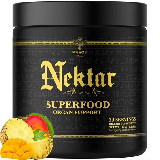 [BRSRA2T3PIIWMHI7] Ambrosia Superfood Organ & Cycle Support Powder | Liver & Kidney Support with Milk Thistle, Red Yeast Rice & CoQ10 | 13 Superfood Ingredients | 30 Servings | Pineapple Mango
