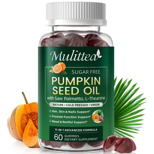 [BRSRGFDYAF7RG2A4] Pumpkin Seed Oil with Saw Palmetto Gummies-Hair, Prostate&Urinary Support for Women&Men|Ultra-Concentrated Extract, Total Essential Fatty Acids|Plus L-Theanine for Mood&Body Balance-60 Chews