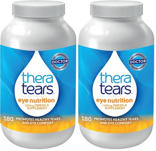 [BRSRGGQNPMPBUFD5] TheraTears Omega 3 Supplement for Eye Care,1200mg Fish Oil and Organic Flaxseed Oil with Vitamin E,180 Count (Pack of 2)